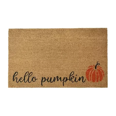 Northlight Natural Coir Hello Pumpkin Outdoor Rectangular Doormat