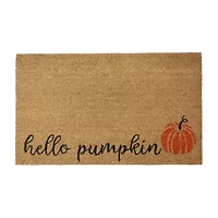 Northlight Natural Coir Hello Pumpkin Outdoor Rectangular Doormat