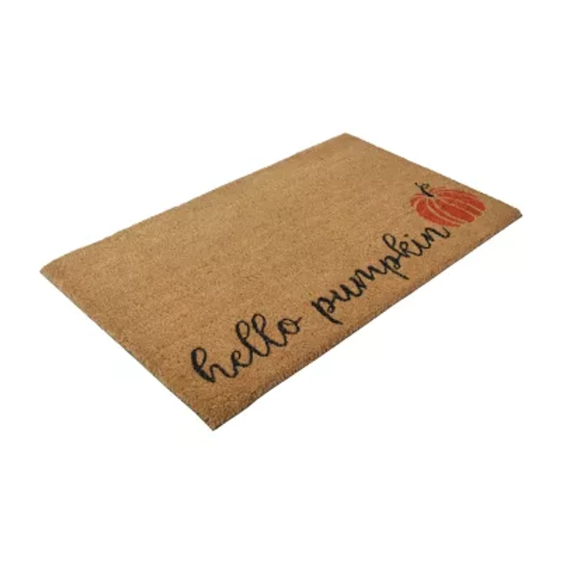 Northlight Natural Coir Hello Pumpkin Outdoor Rectangular Doormat
