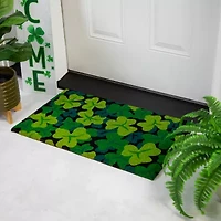Northlight Coir Green Shamrock Outdoor Rectangular Doormat