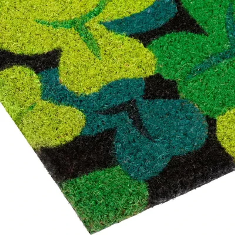 Northlight Coir Green Shamrock Outdoor Rectangular Doormat