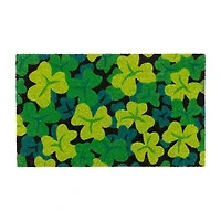 Northlight Coir Green Shamrock Outdoor Rectangular Doormat