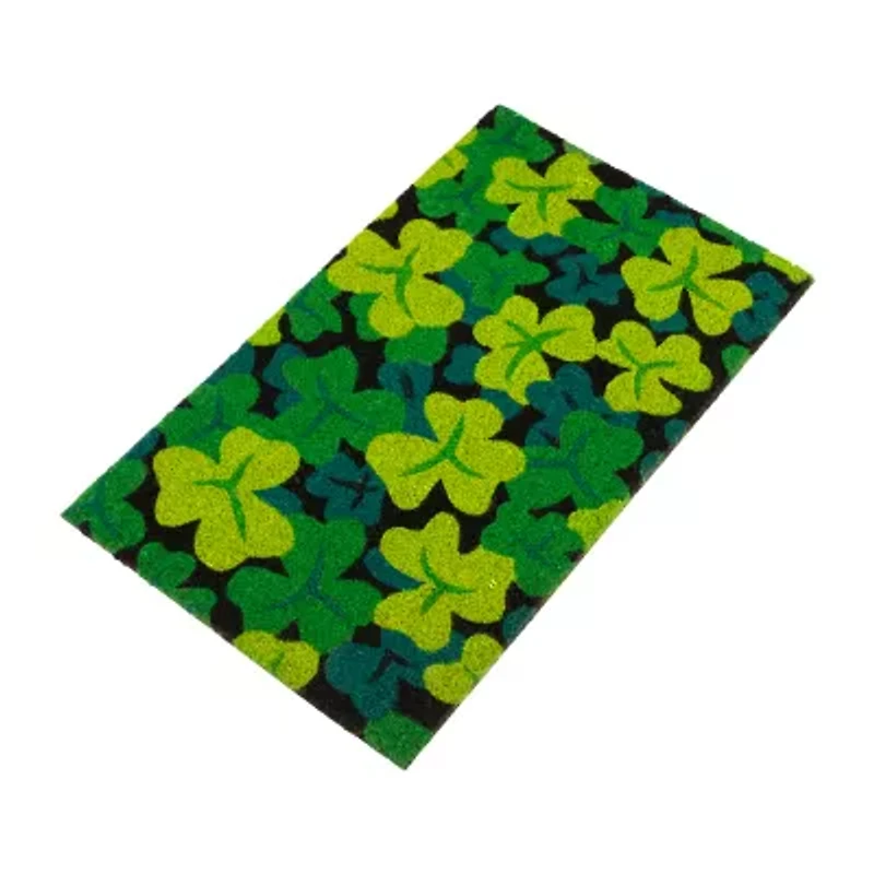 Northlight Coir Green Shamrock Outdoor Rectangular Doormat