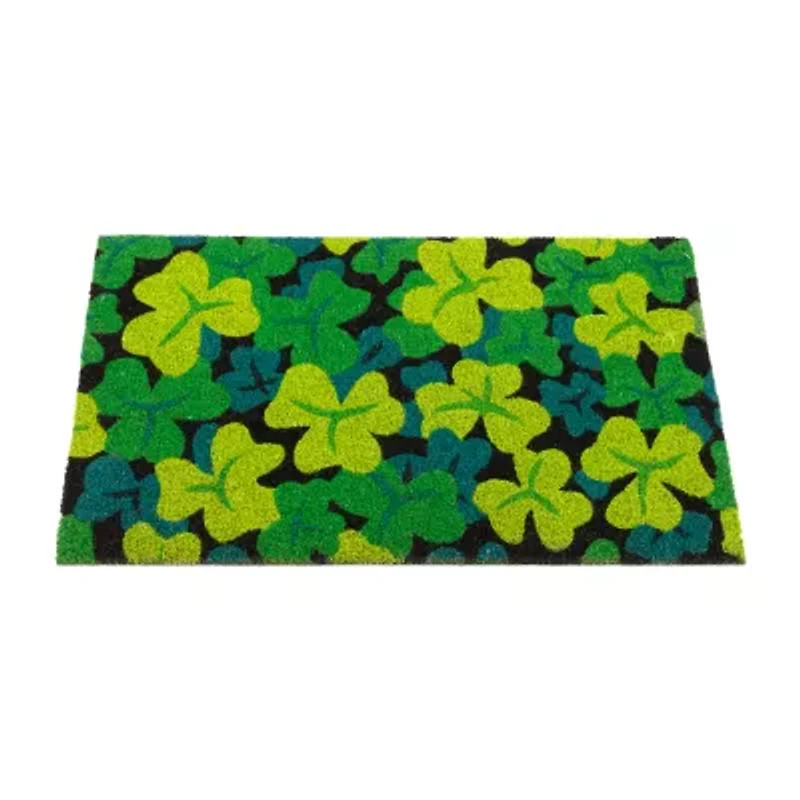 Northlight Coir Green Shamrock Outdoor Rectangular Doormat