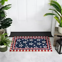 Northlight Stars And Striped Border Outdoor Rectangular Doormat