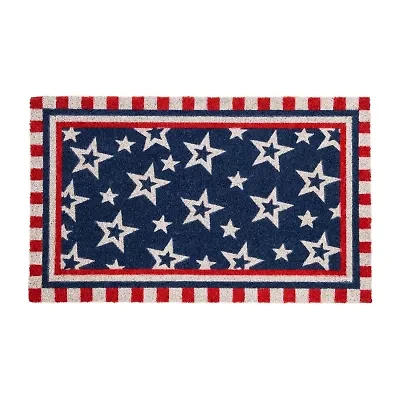 Northlight Stars And Striped Border Outdoor Rectangular Doormat