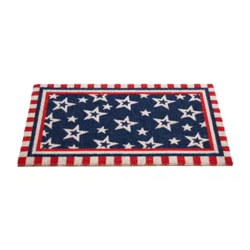 Northlight Stars And Striped Border Outdoor Rectangular Doormat
