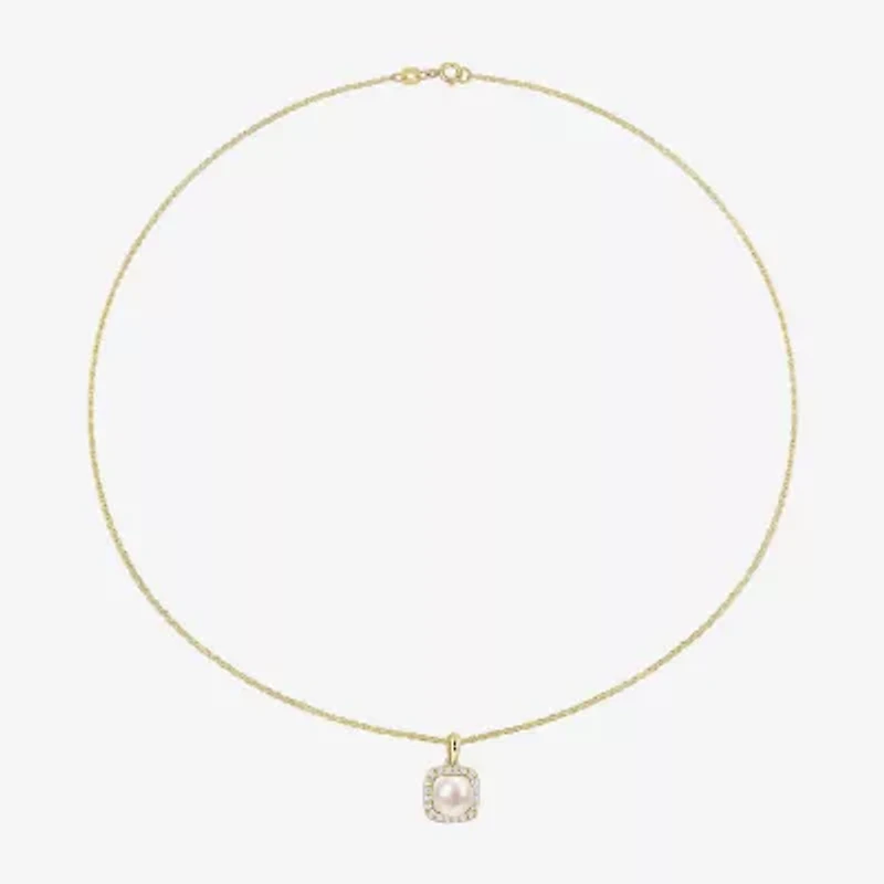 Womens White Cultured Freshwater Pearl 10K Gold Cushion 2-pc. Jewelry Set