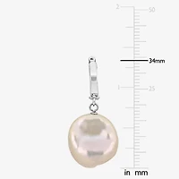 Womens White Cultured Freshwater Pearl 14K White Gold Drop Earrings