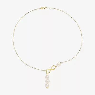 Womens White 18K Gold Over Silver 18 Inch Y Necklace