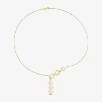 Womens White 18K Gold Over Silver 18 Inch Y Necklace
