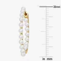 Womens White Cultured Freshwater Pearl 14K Gold 2.5mm Hoop Earrings