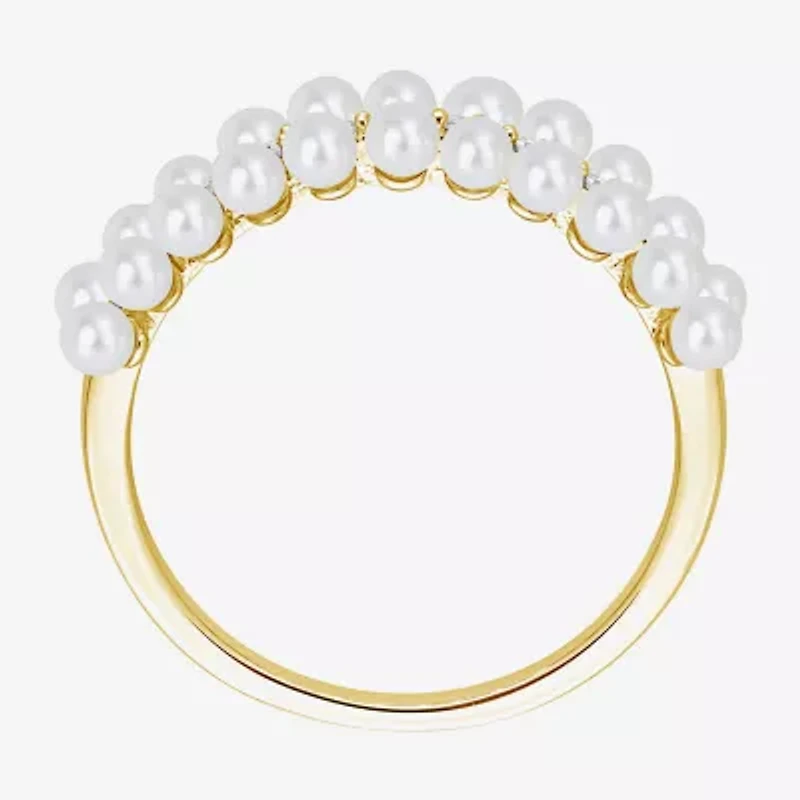 Womens 1/10 CT. T.W. 2MM White Cultured Freshwater Pearl 10K Gold Cocktail Ring