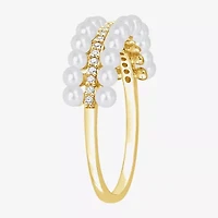 Womens 1/10 CT. T.W. 2MM White Cultured Freshwater Pearl 10K Gold Cocktail Ring