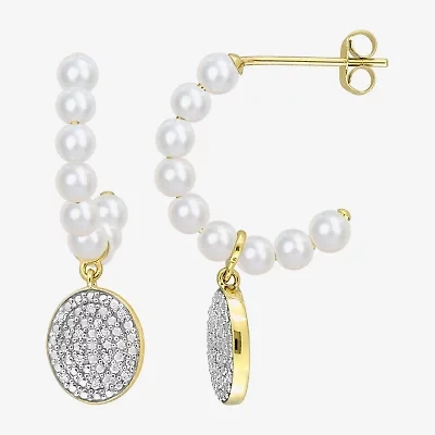 Womens 1/10 CT. T.W. White Cultured Freshwater Pearl 10K Gold Drop Earrings