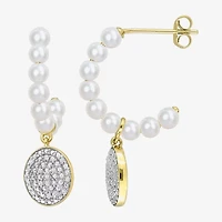 Womens 1/10 CT. T.W. White Cultured Freshwater Pearl 10K Gold Drop Earrings