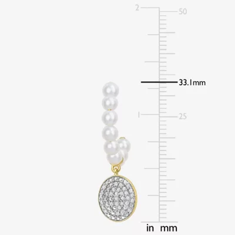 Womens 1/10 CT. T.W. White Cultured Freshwater Pearl 10K Gold Drop Earrings