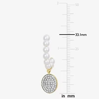 Womens 1/10 CT. T.W. White Cultured Freshwater Pearl 10K Gold Drop Earrings