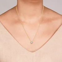 Womens 1/6 CT. T.W. Lab Grown White Diamond 10K Gold 17 Inch Pendant Necklace