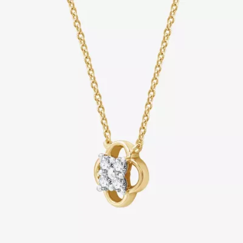 Womens 1/6 CT. T.W. Lab Grown White Diamond 10K Gold 17 Inch Pendant Necklace