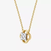 Womens 1/6 CT. T.W. Lab Grown White Diamond 10K Gold 17 Inch Pendant Necklace