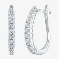 Womens 1/2 CT. T.W. Natural White Diamond 14K Gold 20.1mm Hoop Earrings