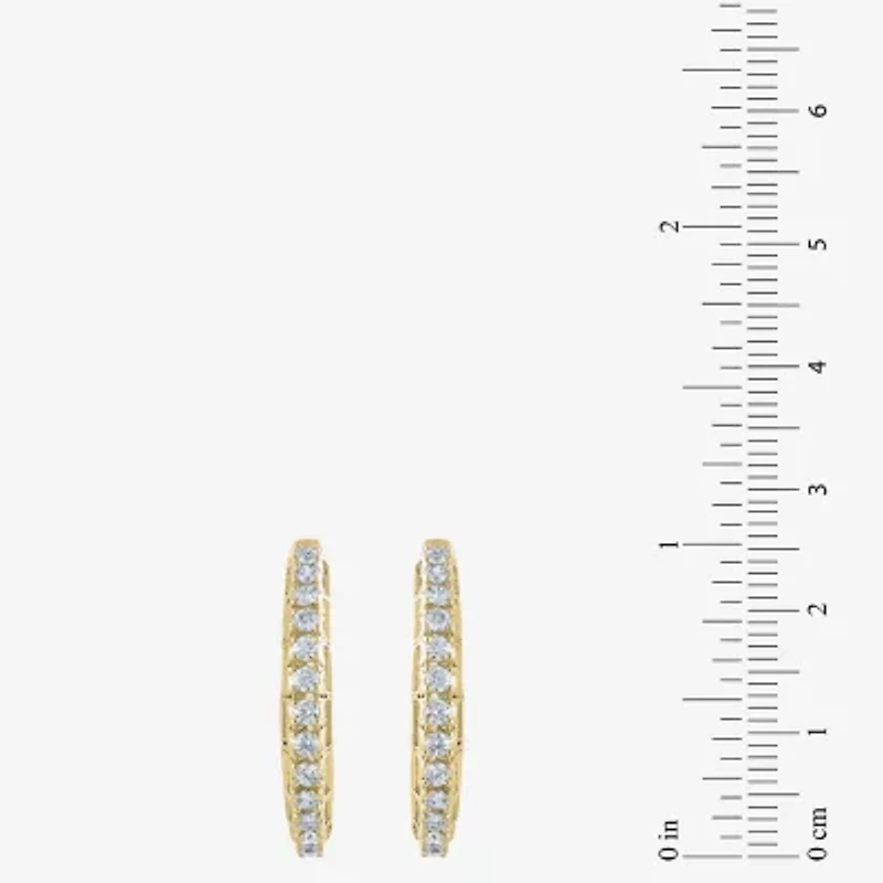 Womens 1 CT. T.W. Natural White Diamond 14K Gold 24.9mm Hoop Earrings