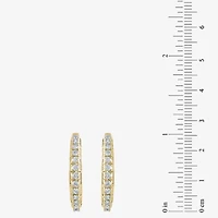 Womens 1 CT. T.W. Natural White Diamond 14K Gold 24.9mm Hoop Earrings