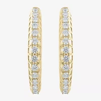Womens 1 CT. T.W. Natural White Diamond 14K Gold 24.9mm Hoop Earrings