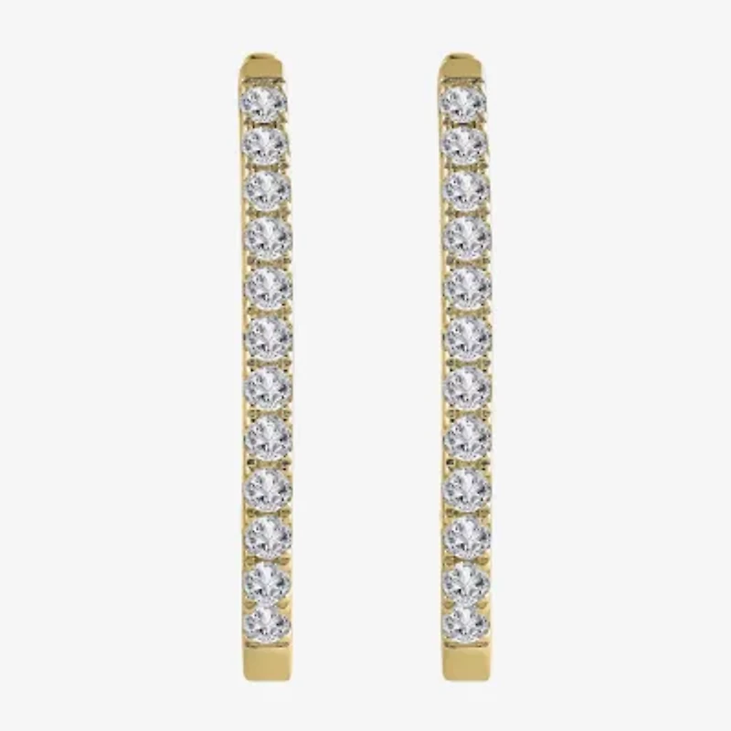 (H-I / I1) 1 CT. T.W. Lab Grown Diamond 10K or 14K White Yellow Gold 25mm Hoop Earrings