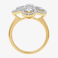 Womens 1 1/5 CT. T.W. Lab Grown White Diamond 10K Gold Flower Cocktail Ring
