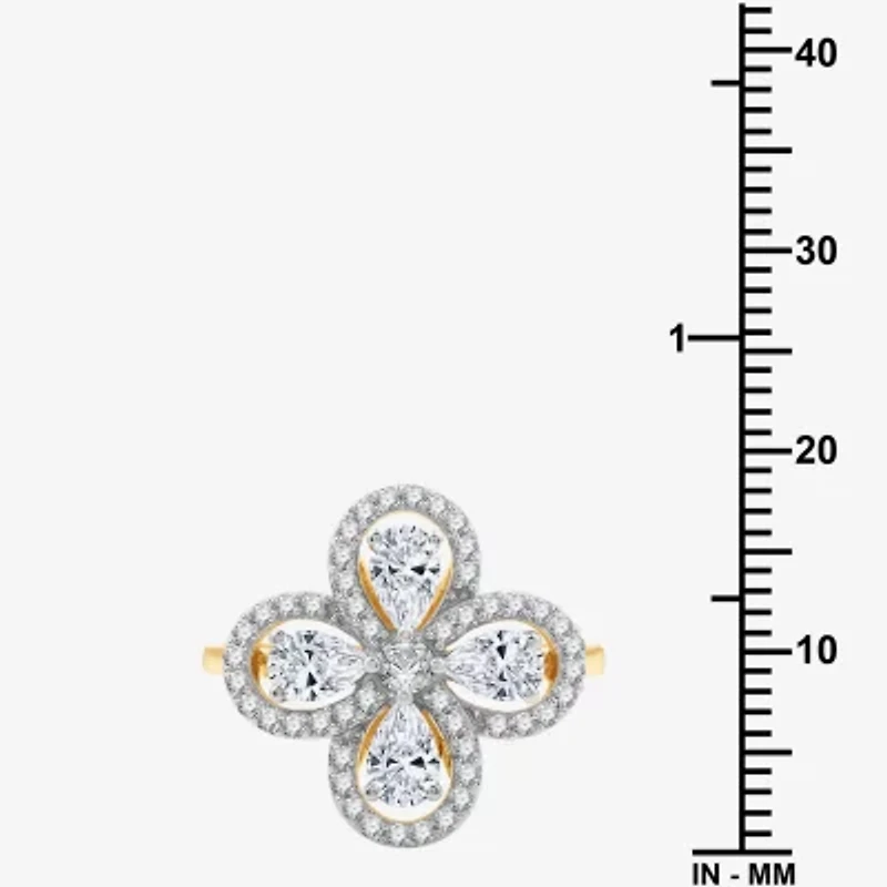 Womens 1 1/5 CT. T.W. Lab Grown White Diamond 10K Gold Flower Cocktail Ring