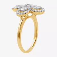 Womens 1 1/5 CT. T.W. Lab Grown White Diamond 10K Gold Flower Cocktail Ring