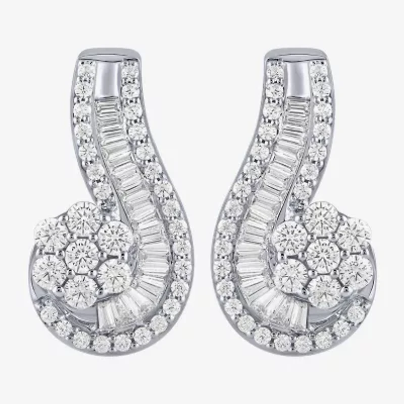 Diamond Blossom (G / Si2) Womens 2 CT. T.W. Lab Grown White 10K Gold Drop Earrings