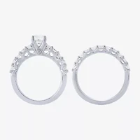 (H-I / I1) Womens 2 CT. T.W. Lab Grown White Diamond 10K Gold Side Stone Bridal Set