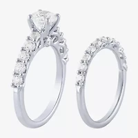 (H-I / I1) Womens 2 CT. T.W. Lab Grown White Diamond 10K Gold Side Stone Bridal Set
