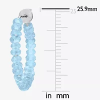 Womens Genuine Blue Topaz Sterling Silver 26mm Hoop Earrings