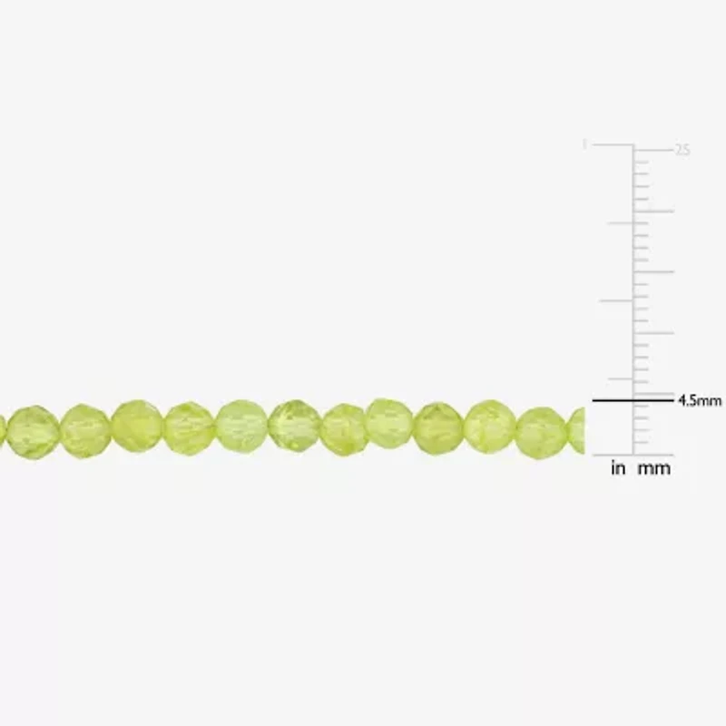 Womens Genuine Green Peridot 18K Gold Over Silver Beaded Bracelet