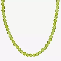 Womens Green Peridot 18K Gold Over Silver 17 Inch Beaded Necklace