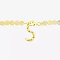 Womens Genuine Yellow Citrine 18K Gold Over Silver Beaded Bracelet