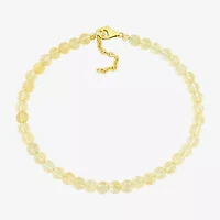Womens Genuine Yellow Citrine 18K Gold Over Silver Beaded Bracelet