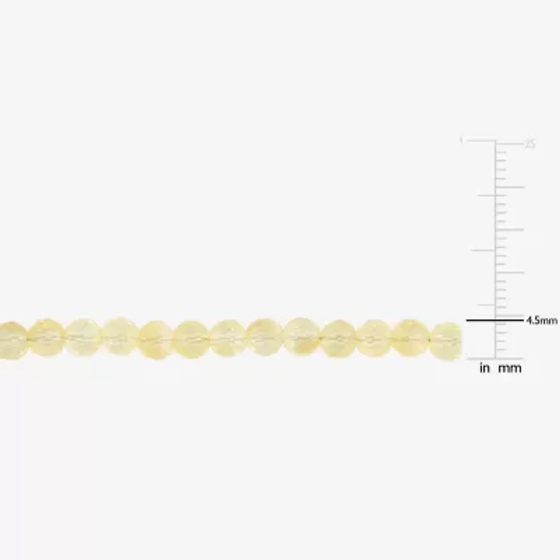 Womens Genuine Yellow Citrine 18K Gold Over Silver Beaded Bracelet