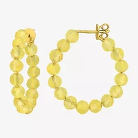 Womens Genuine Yellow Citrine 18K Gold Over Silver 26mm Hoop Earrings