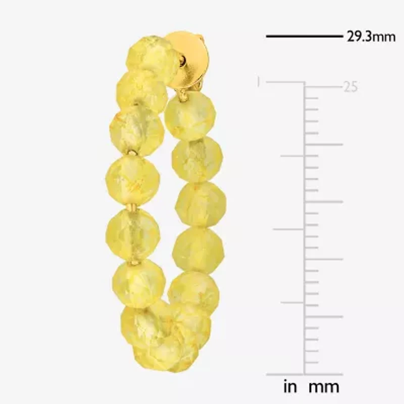 Womens Genuine Yellow Citrine 18K Gold Over Silver 26mm Hoop Earrings
