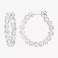 Womens Genuine White Topaz Sterling Silver 26mm Hoop Earrings