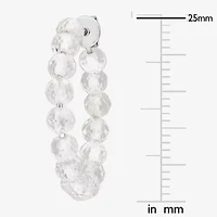 Womens Genuine White Topaz Sterling Silver 26mm Hoop Earrings