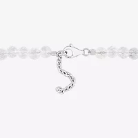 Womens Genuine White Topaz Sterling Silver Beaded Bracelet