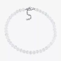 Womens Genuine White Topaz Sterling Silver Beaded Bracelet