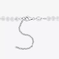 Womens White Topaz Sterling Silver 17 Inch Beaded Necklace