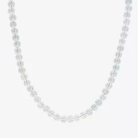 Womens White Topaz Sterling Silver 17 Inch Beaded Necklace